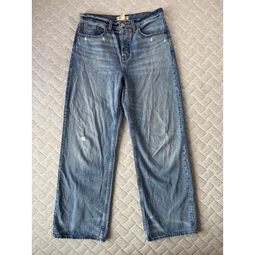 Madewell Medium Wash Wide-Leg Jeans with Subtle Distress